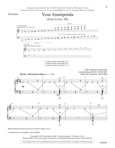 Page 1 of Yesu Ananipenda - Full Score