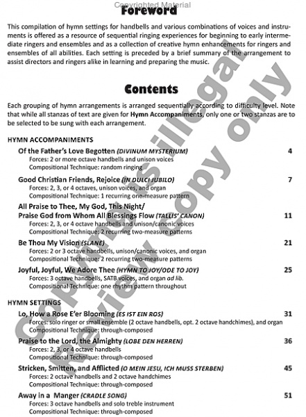 Page 1 of Hymns for Handbells Reproducible Accompaniments and Settings
