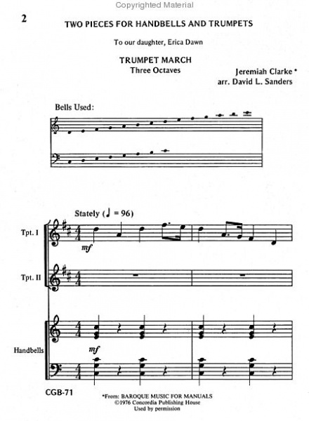 Page 1 of Two Pieces for Handbells and Trumpets